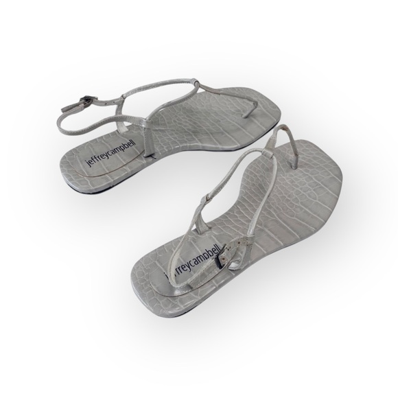 new Jeffrey Campbell ✌︎︎ Boca Strappy Flat Sandals ✌︎︎ Grey Croc Embossed ✌︎︎ 6M - Picture 9 of 15